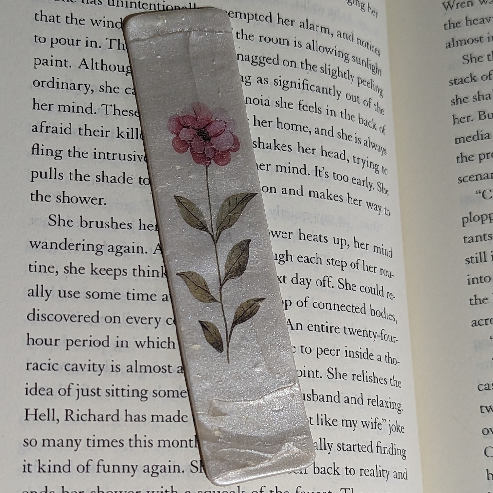 Floral Imprinted Clay Bookmark New!